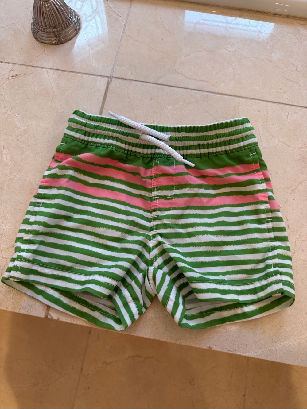 The Beaufort Bonnet Company Green & Pink Striped Kids Shorts